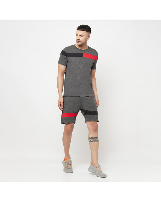 Stripes Knee Length  Shorts & Stripes Half Sleeve T-shirts For Men&